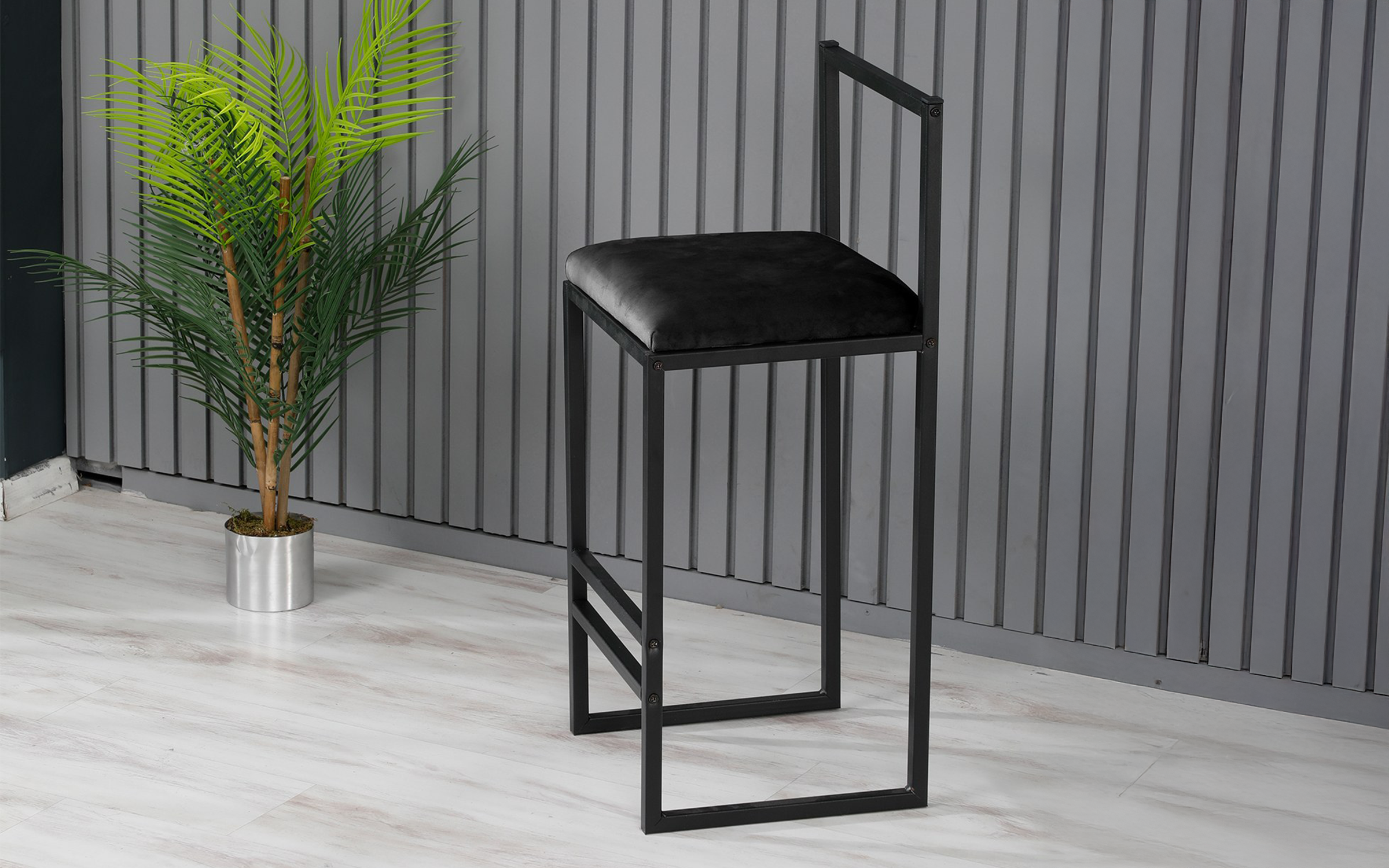 Scaun de bar Nordic, negru  2